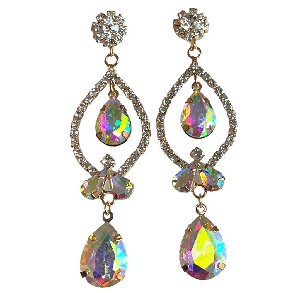 Rhinestone Dangle Earrings Teardrop Prom Wedding Bridesmaid Earrings Dangle